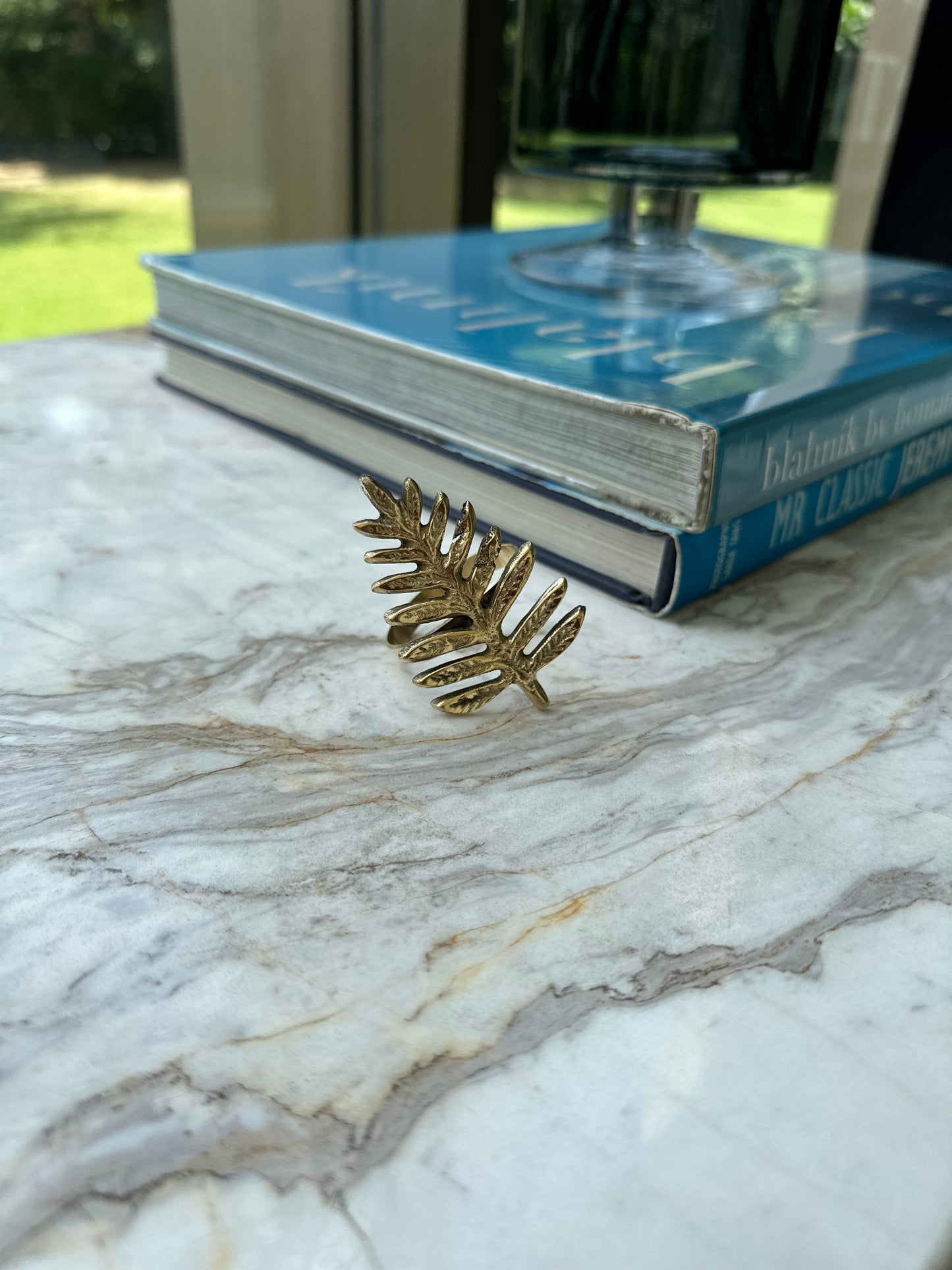 Brass Napkin Rings Set of 4- Leaf Design