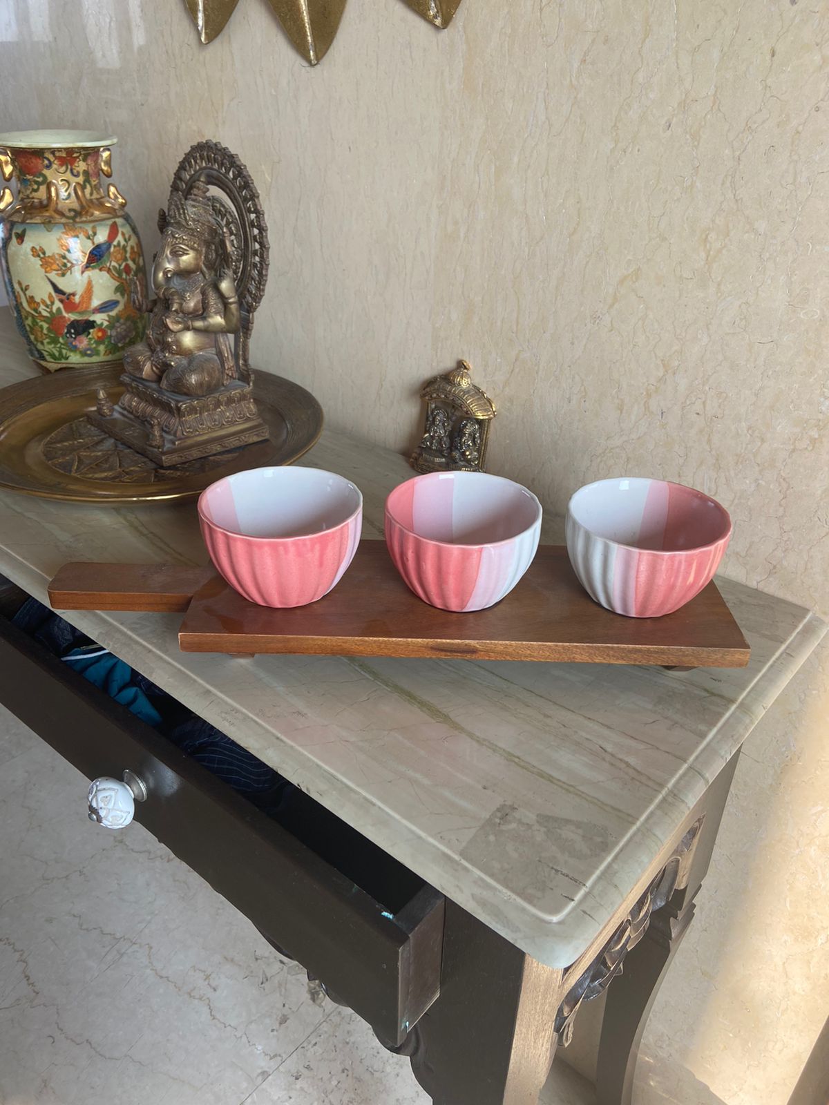 Wooden tray with Bowls l Serving bowl l Fruit bowl l Decorative bowl l Salad bowl l