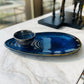Set of 6 Serving Set - Blue l Ceramic Almond Platter l Salad Bowl l Dip Dish l Snack Bowl l