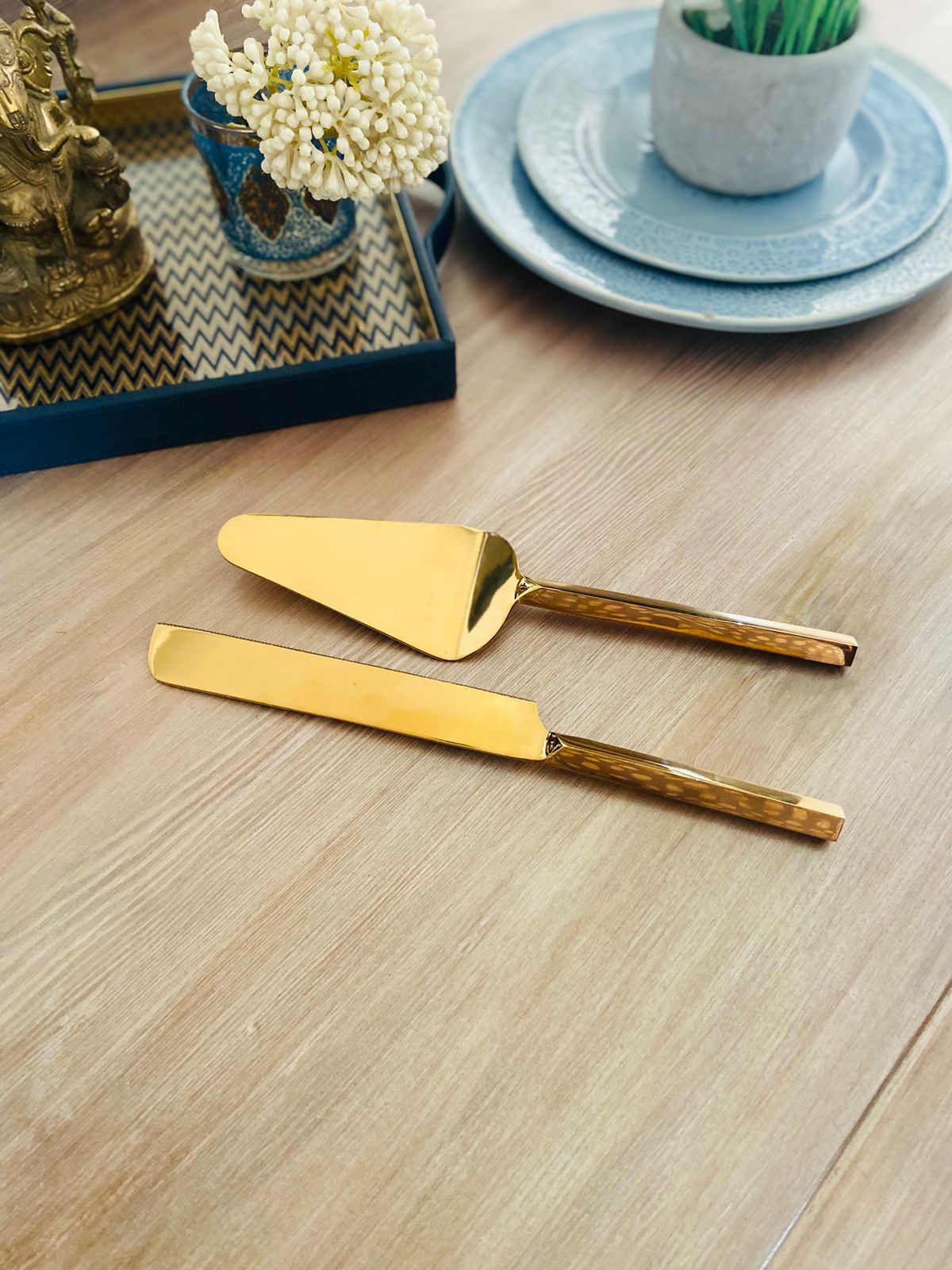 Cake Server Set of 2 - Gold l Dinner Knife l Butter Cake Server l Cake cutting knife