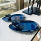 Oval Almond Platter  - Royal Blue l Ceramic Oval Platter l Ceramic Dip Bowl