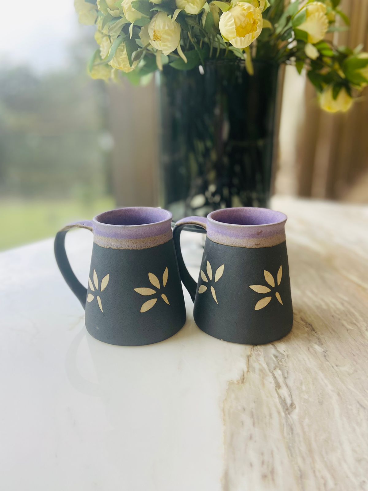 Mug - Black with Purple Border l Serving Coffee Mugs l Drink ware l Stylish Mugs l