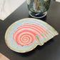 Shell Platter - Red with Blue Border l Seafood platter l Ceramic Natural Scallop Platter l