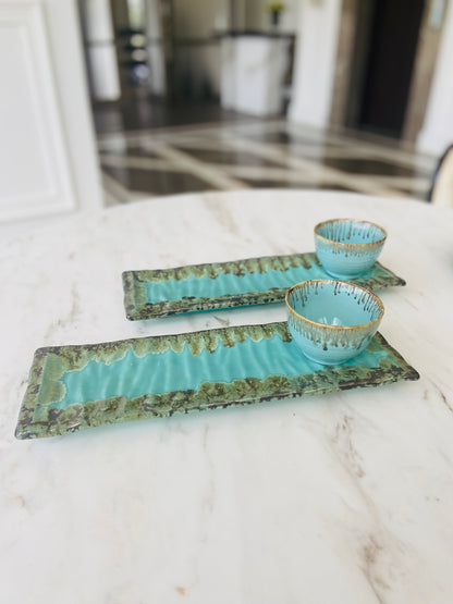 Rectangular Platter - Green l Handmade Pottery l Housewarming Gift l Ceramic Platter l Serving Platter l