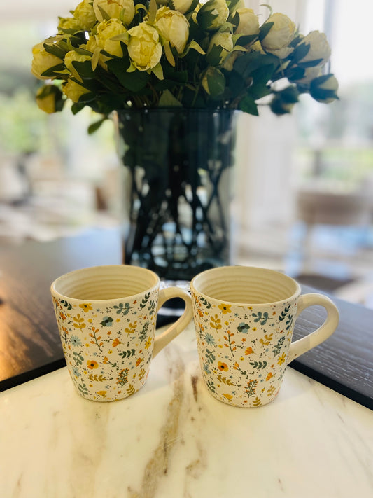 Mug  - Yellow Print l Ceramic Gift Mugs l Ceramic Tea Mugs l Ceramic Milk Mugs l Coffee  Mugs l