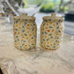 Yellow Printed Flowers - Set of 2 Jars l Preserving l Tight Seal Jars l Dry Foods Jars l