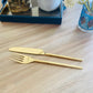 Cutlery Set of 24 - Hammered in Champagne Gold l Hammered Gold Spoon Set l Luxury Cutlery Set