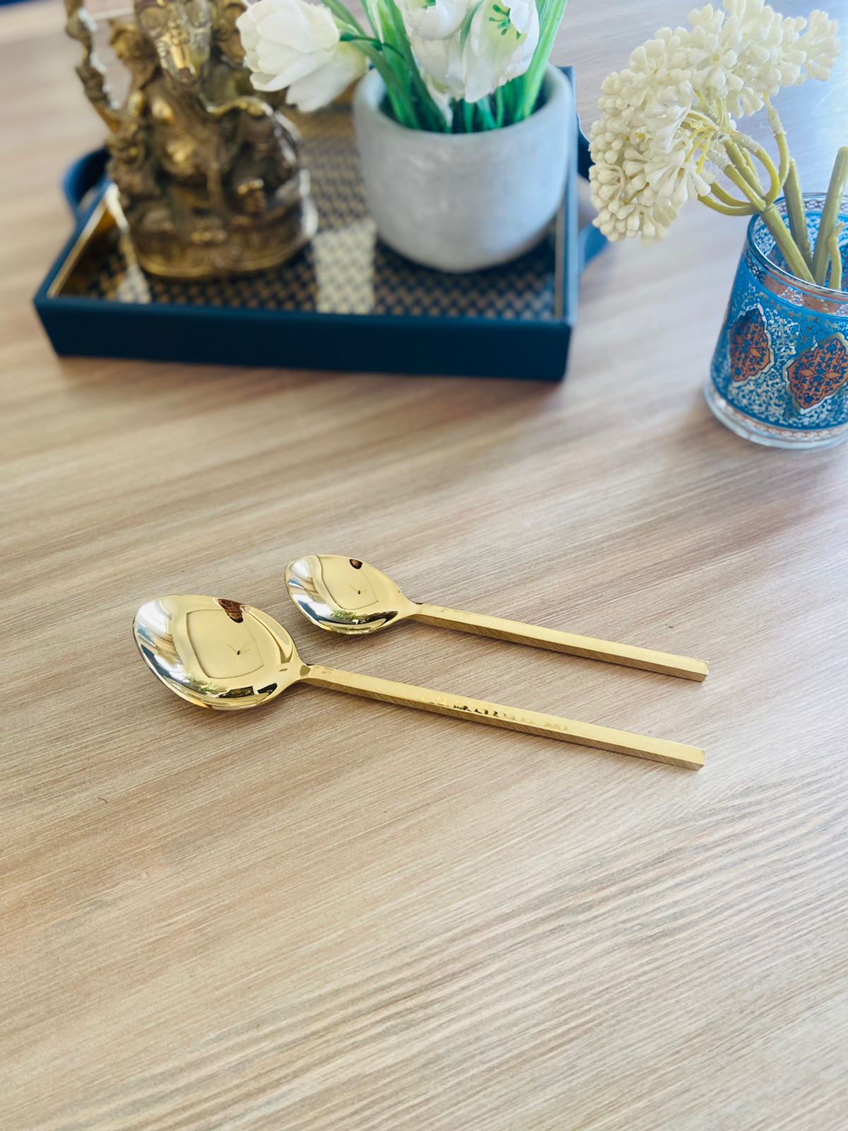 Cutlery Set of 24 - Hammered in Champagne Gold l Hammered Gold Spoon Set l Luxury Cutlery Set