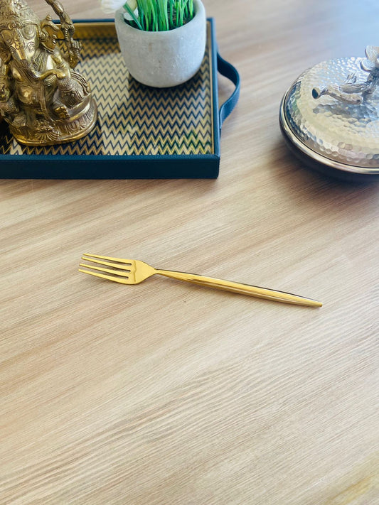 Set of 4 Forks - Plain Gold with Long Handles I Luxury Gold Cutlery I Gold Forks
