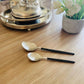 Set of 24 Cutlery Set- Black Enamel with Silver l Silver Cutlery Set l Modern Silver Flatware with Black Handles