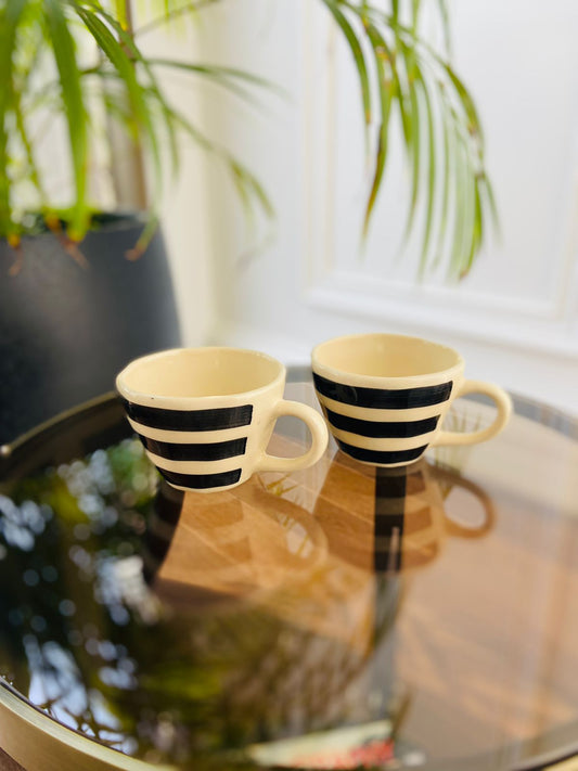 Tea Coffee Mugs- Black & White Strips l Gift Mugs l Serving Coffee Mugs l Serving Tea Mugs l