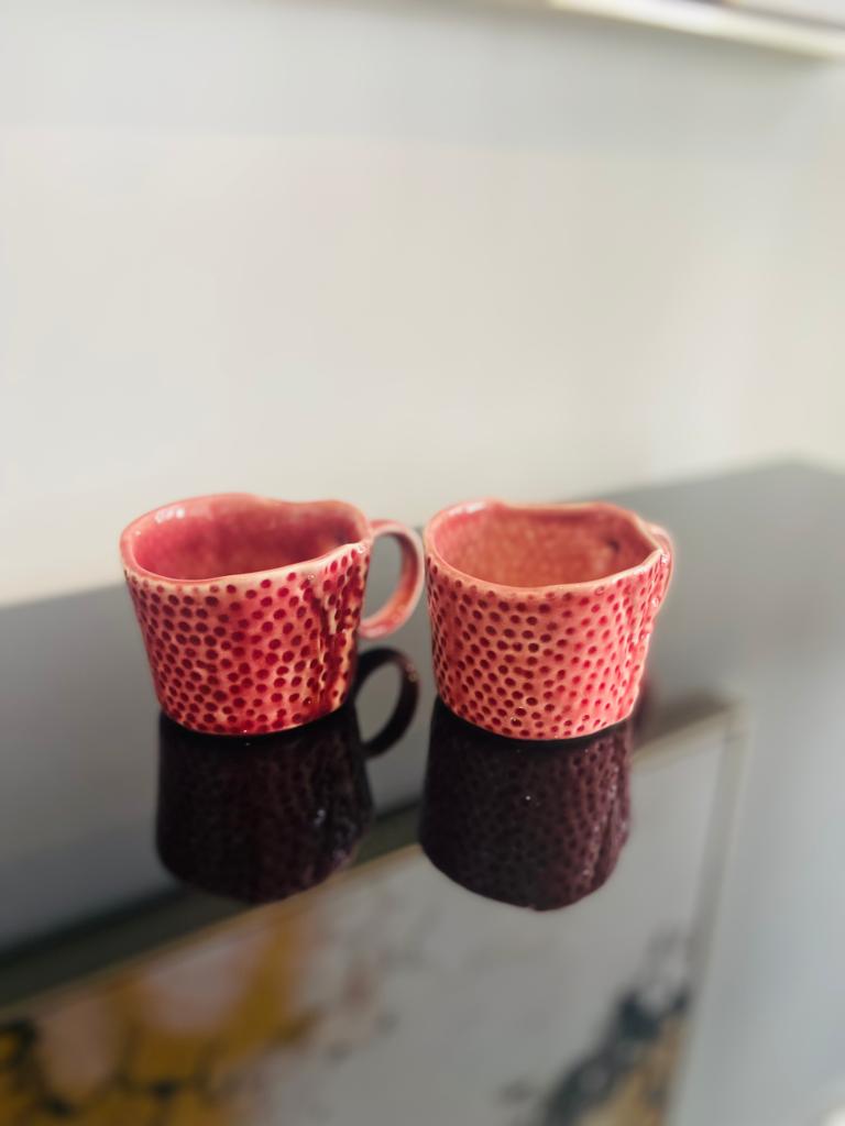 Mugs - Small Red Mugs l Stylish Tea Mugs l Ceramic Coffee Mugs l Milk Mugs l