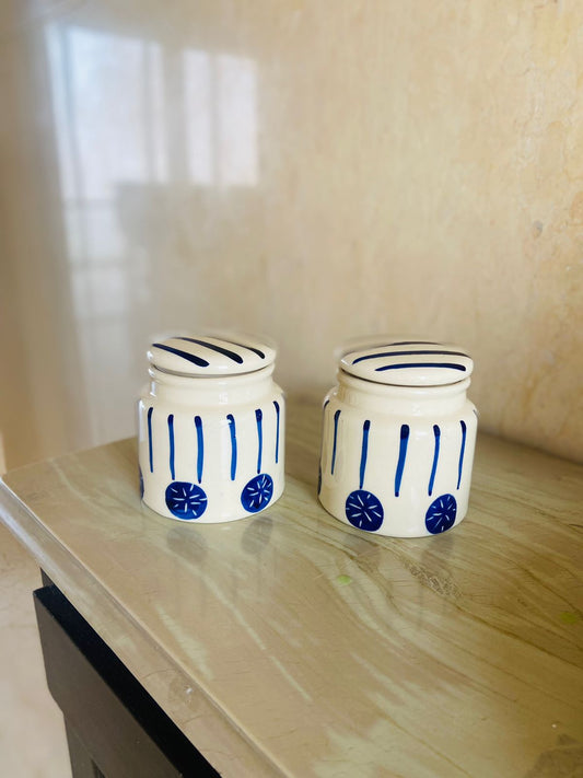Air Tight Ceramic Jars - Set of 2 l Spice Jars l Mason Jar l pickle Jars l Multigrain Jars l