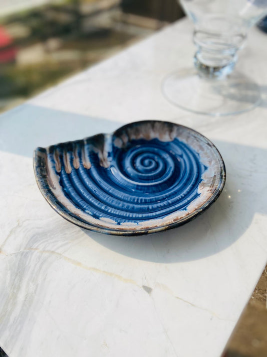 Shell Platter - Blue l Seafood platter l Shellfish platter l Ceramic Shell Platter l Serving Shell Platter l