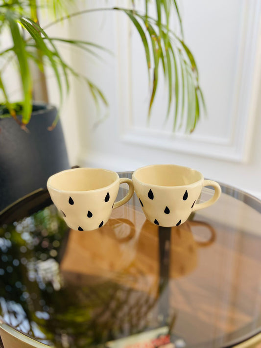 Black Raindrops Tea/ Coffee Mugs l Ceramic Tea Mugs l Coffee Mugs l Tea Mugs l